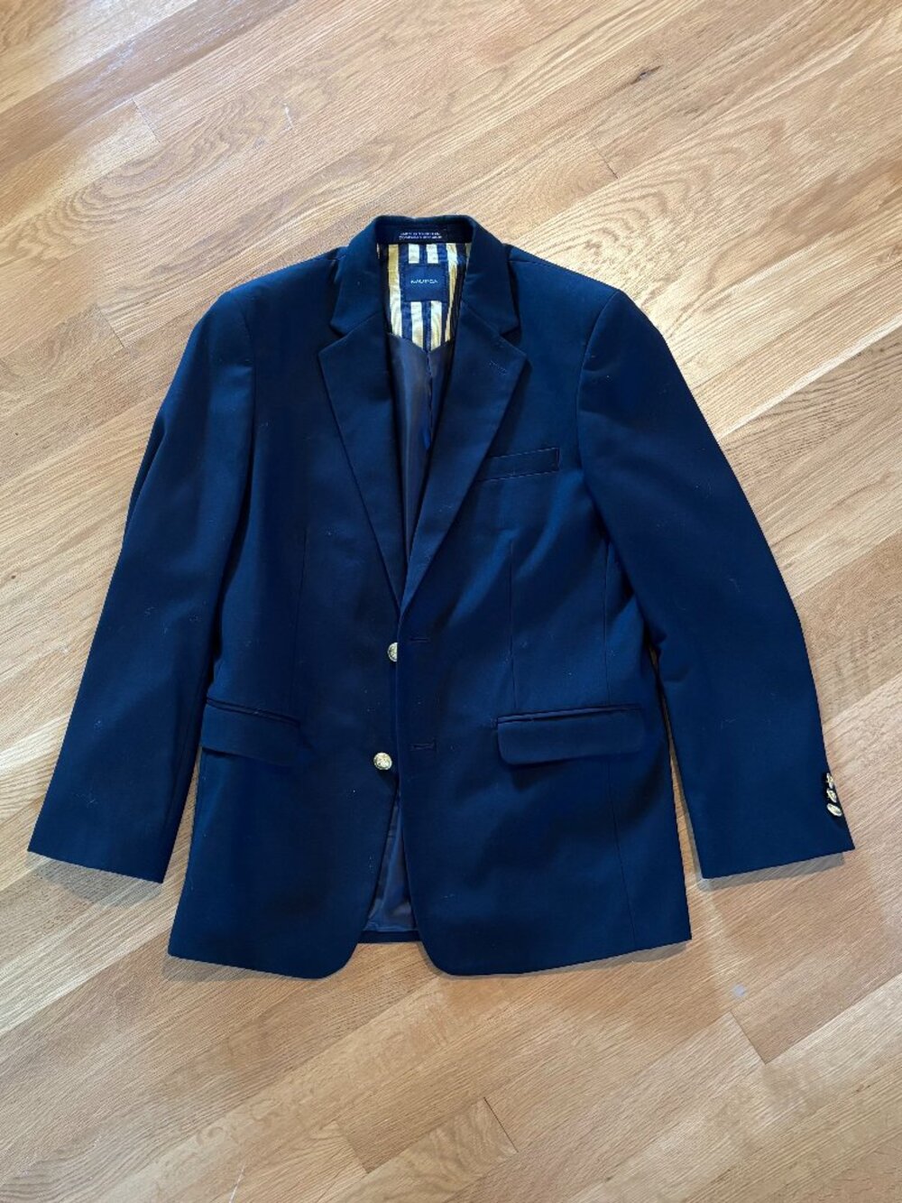 Nautica Boys Navy Blazer Size 16 Regular Gold Nautical Buttons
